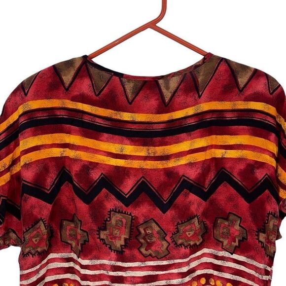 Cappagallo Sport Vintage 90’s Blouse Western Southwestern Tribal Print Size 8 - Picture 5 of 6